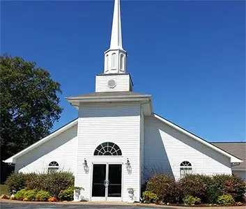 The exterior of Bible Baptist Church in Crossville, Tennessee
